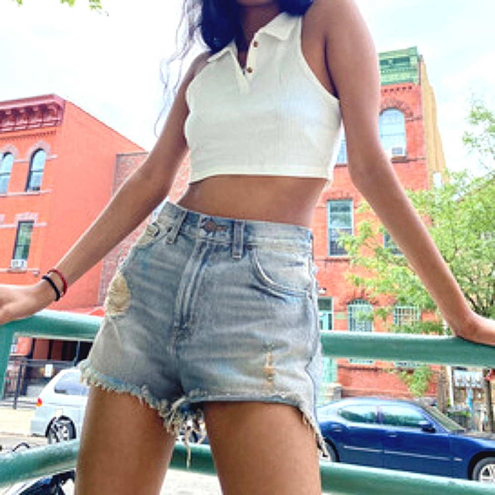 BDG Urban Outfitters Girlfriend High Rise Denim Distressed Shorts